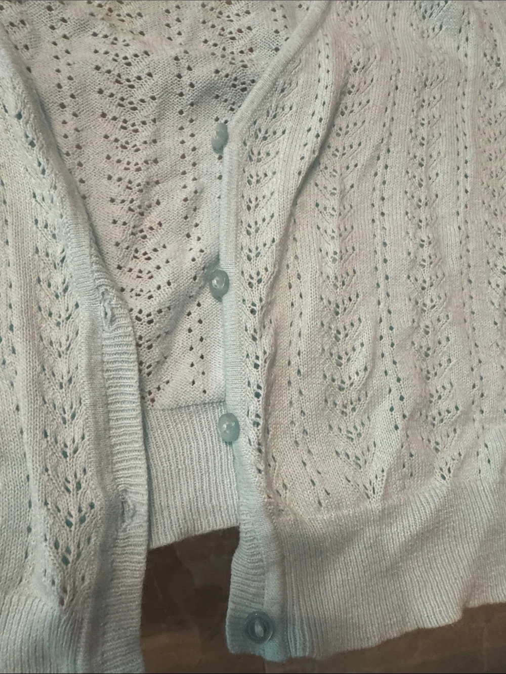 Vintage Justice Mint Short-Sleeve Openwork Cardigan